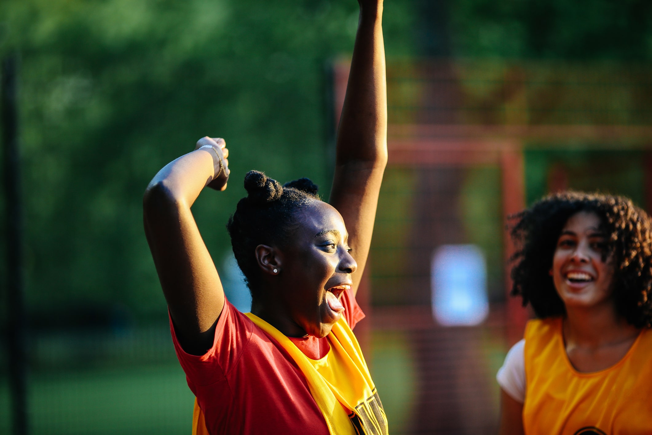 Netball player celebrating